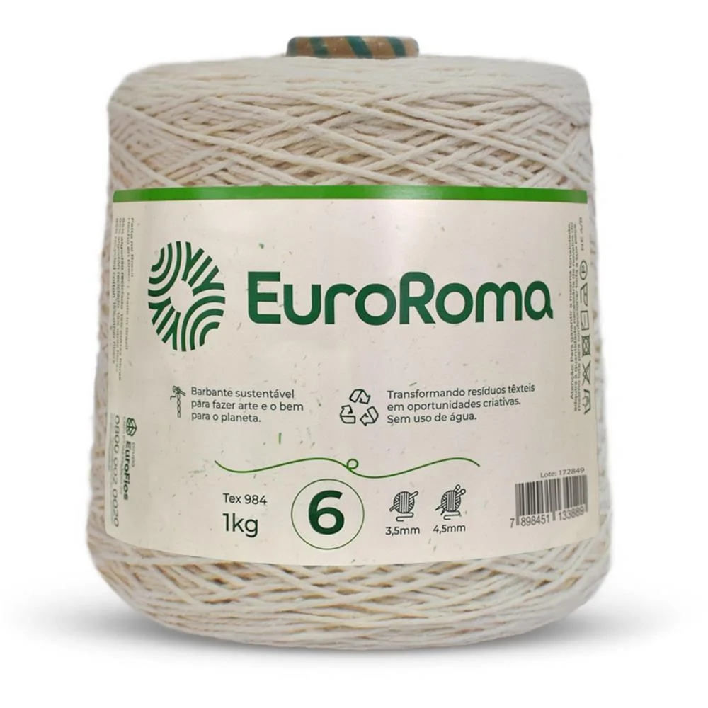 Barbante Cru 1,0Kg 4/6 Fios Rolo 1016M Euroroma - imagem 3