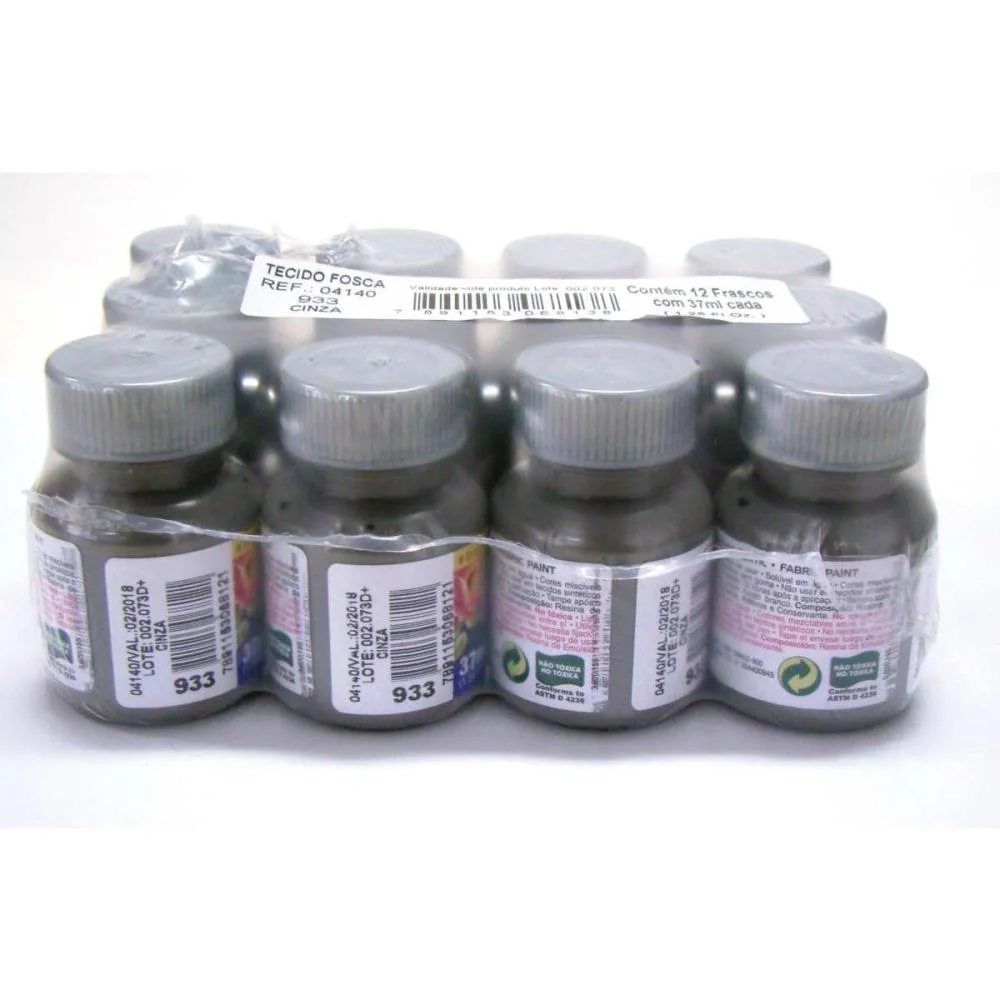 Tinta Para Tecido Fosca 37Ml Cinza Acrilex (Duzia) - imagem 4