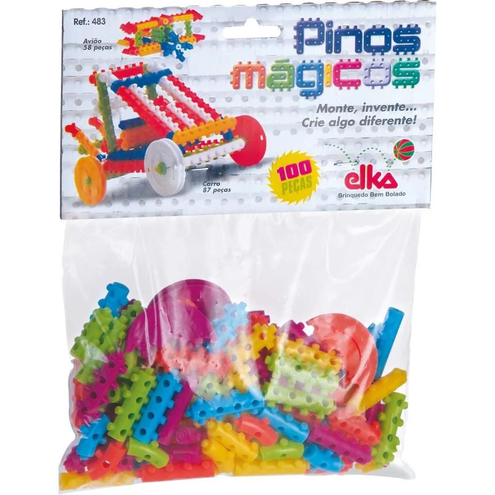 Brinquedo Para Montar Pinos Magicos 100 Pecas Elka - imagem 4