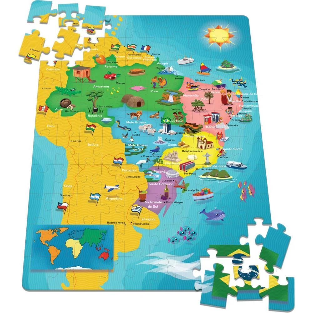Quebra-Cabeca Cartonado Mapa Do Brasil 100 Pecas Toyster - imagem 4
