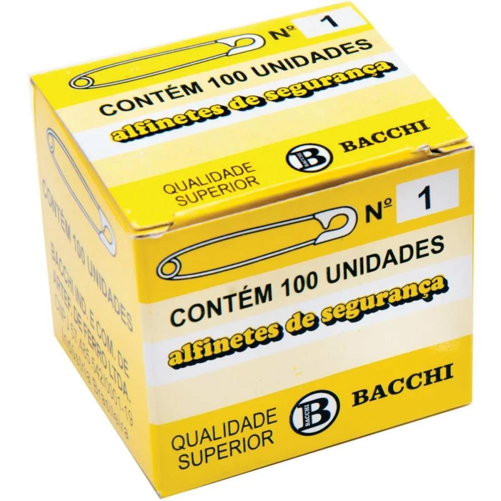 Alfinete Segurança N.1 Aco Niquelado Bacchi (Cx.c/100) - imagem 4