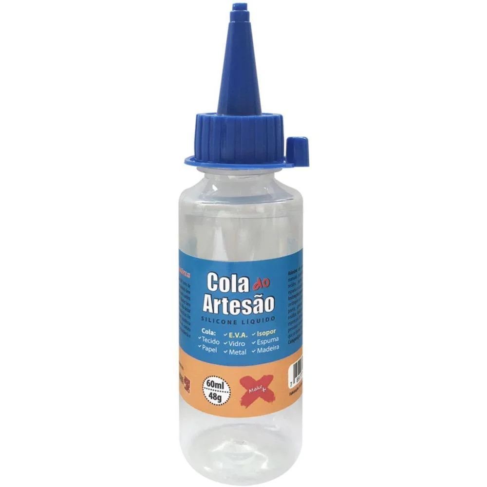 Cola Para Artesanato Artesao Silicone Liquido 60Ml Make+ C/ 24 Unidades - imagem 2