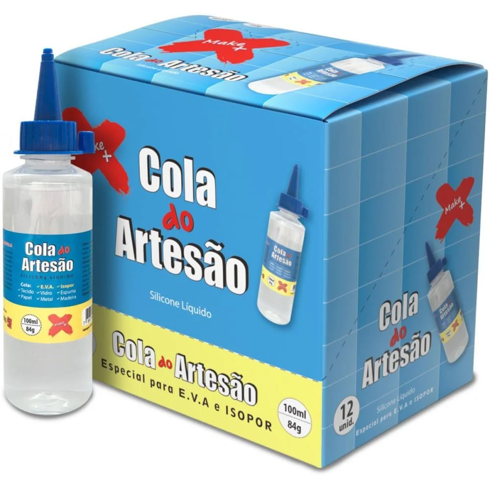 Cola Para Artesanato Artesao Silicone Liquido 100Ml Make+ (Cx.c/12) - imagem 4