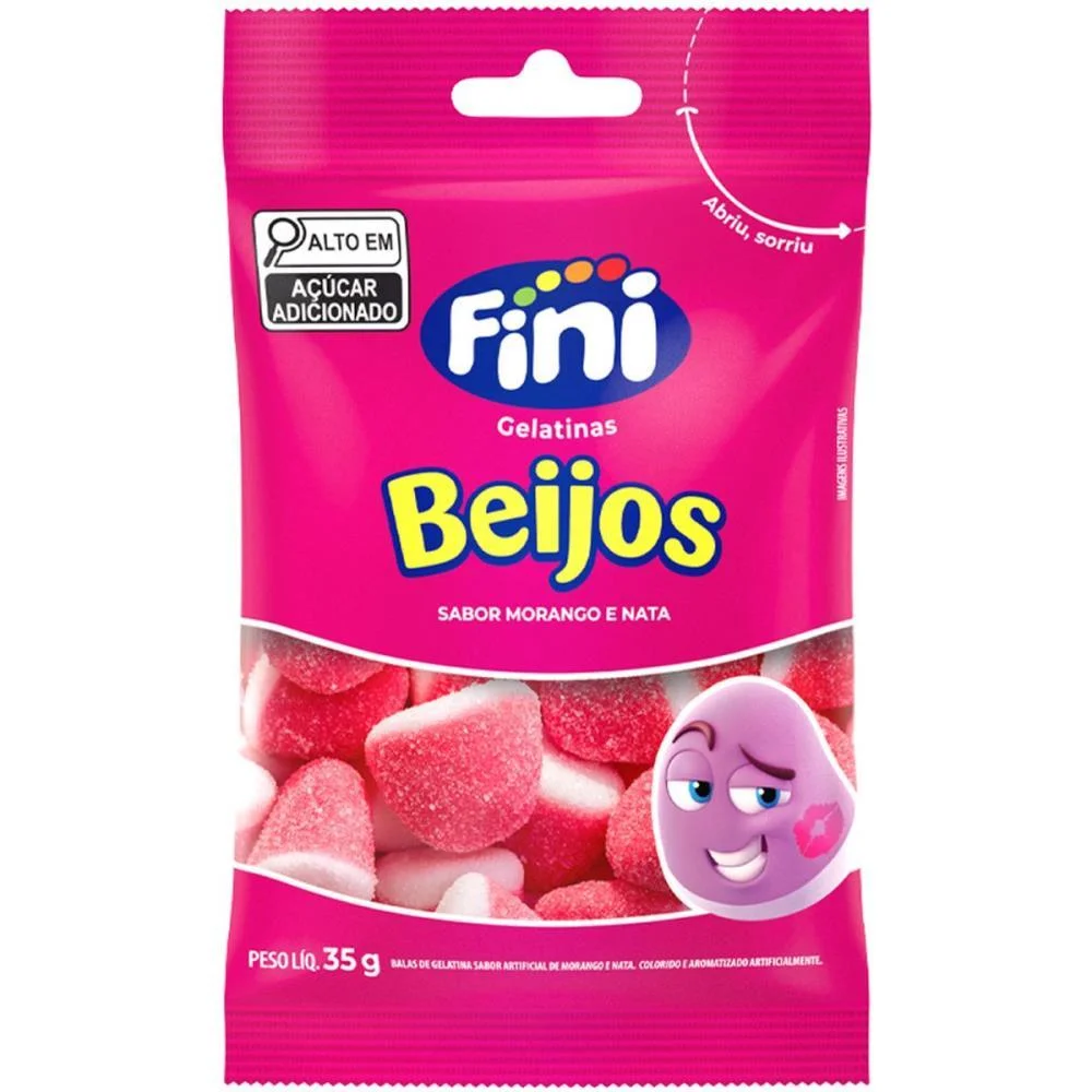 Doce Beijos De Morango 35G Fini C/ 10 Unidades - imagem 4
