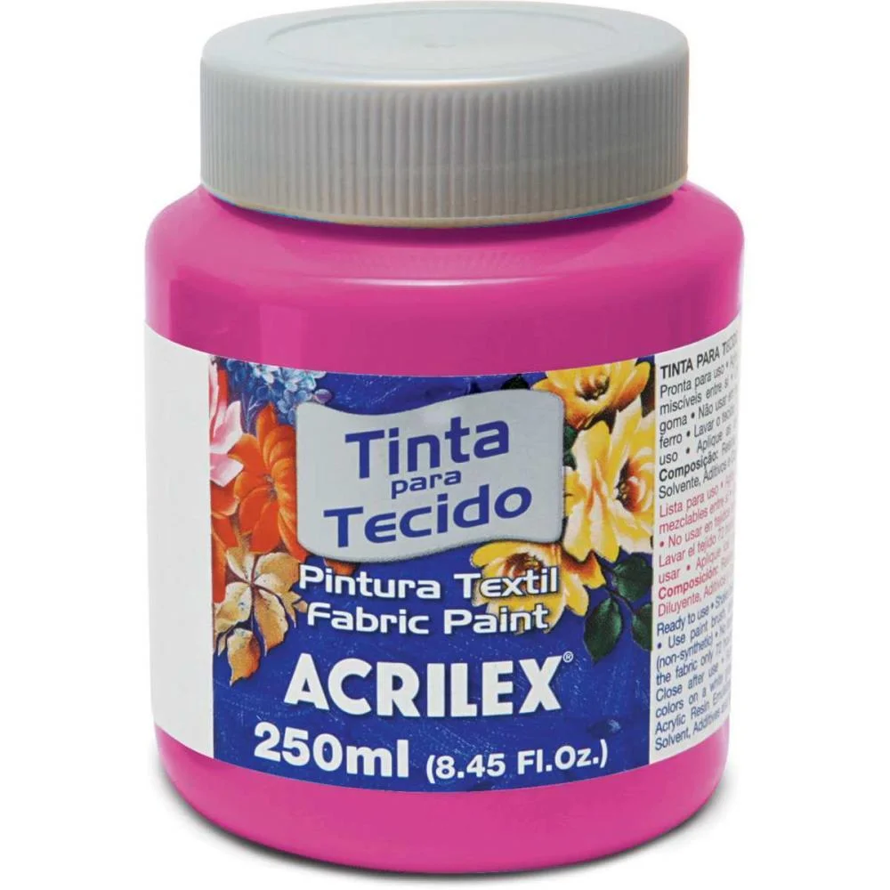 Tinta Para Tecido Fosca 250Ml Rosa Escuro Acrilex (Pct.c/03) - imagem 2
