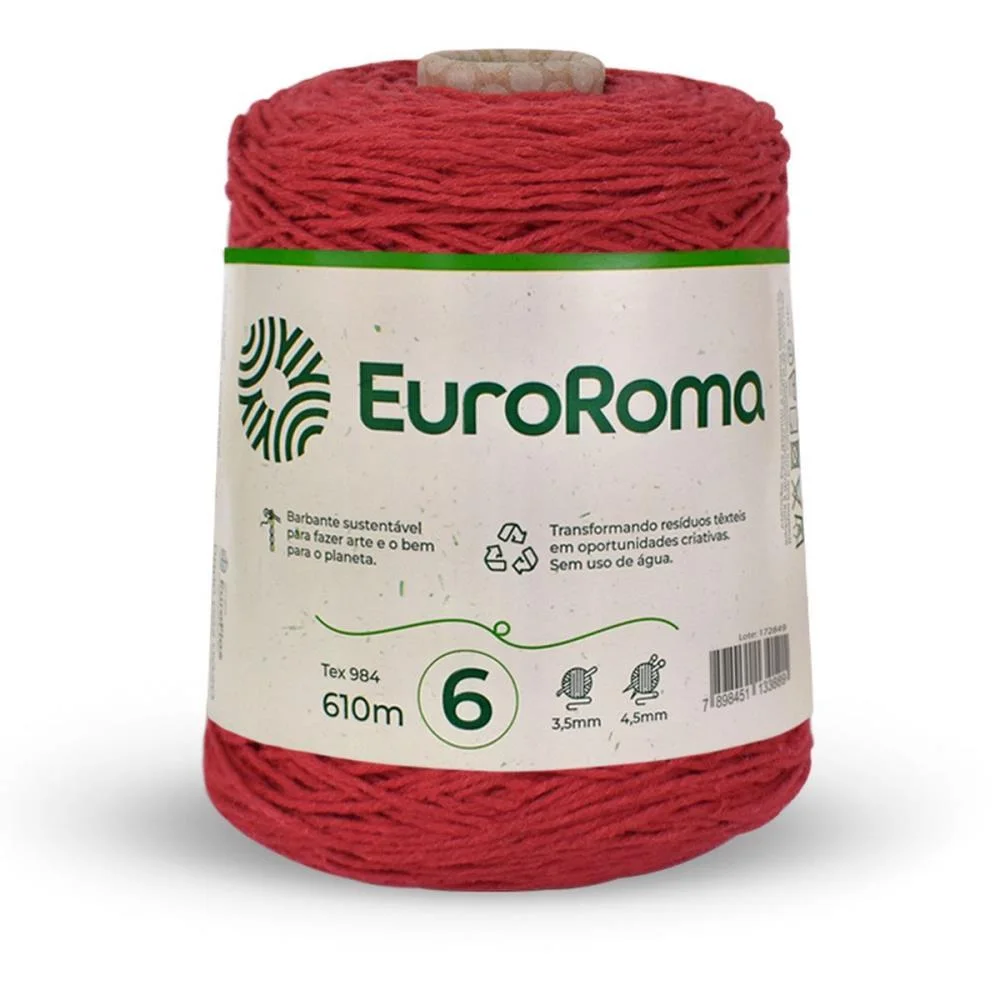 Barbante Colorido 600G 4/6 Fios 610M Vermelho Euroroma - imagem 2
