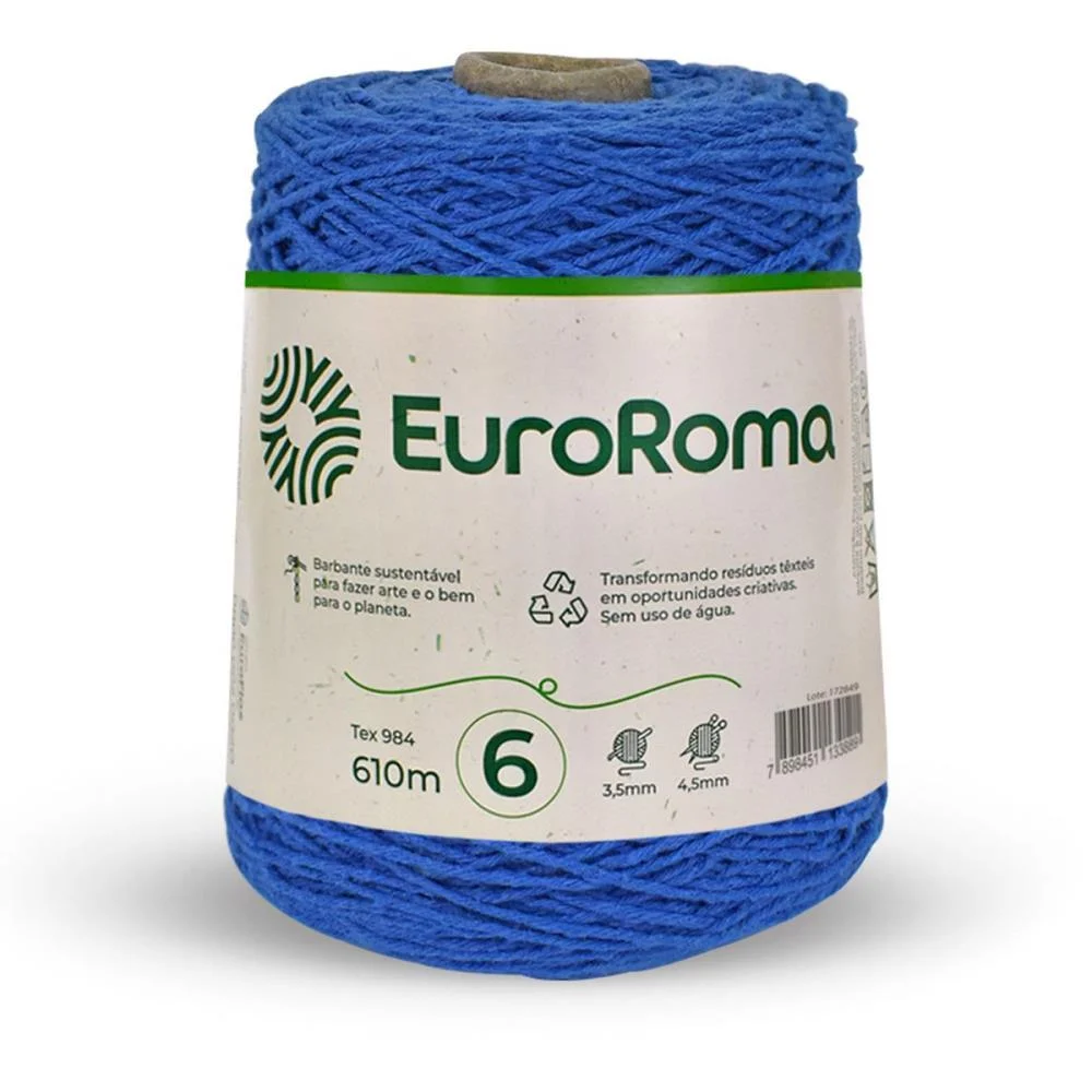 Barbante Colorido 600G 4/6 Fios 610M Azul Royal Euroroma - imagem 2