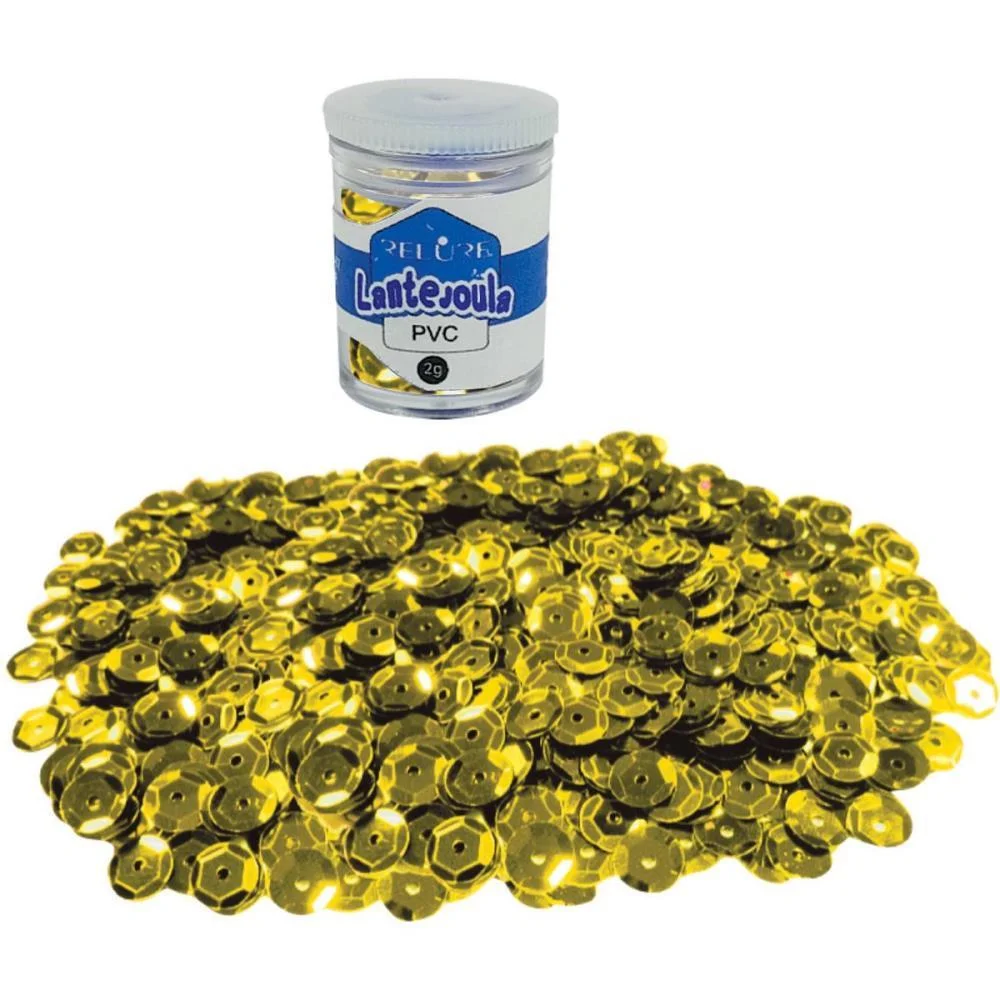 Lantejoula Metalizada Ouro 10Mm. Pote 2G. Honey (Pct.c/12) - imagem 4