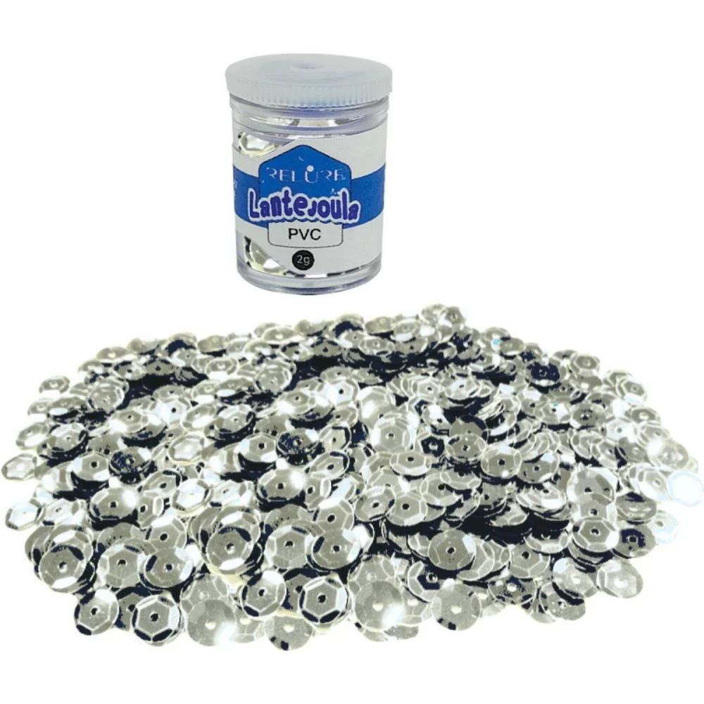 Lantejoula Metalizada Prata 10Mm. Pote 2G. Honey (Pct.c/12) - imagem 4