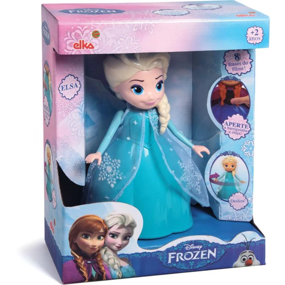 Boneca Com Mecanismo Frozen Elsa 8 Frases 24Cm. Elka - imagem 5