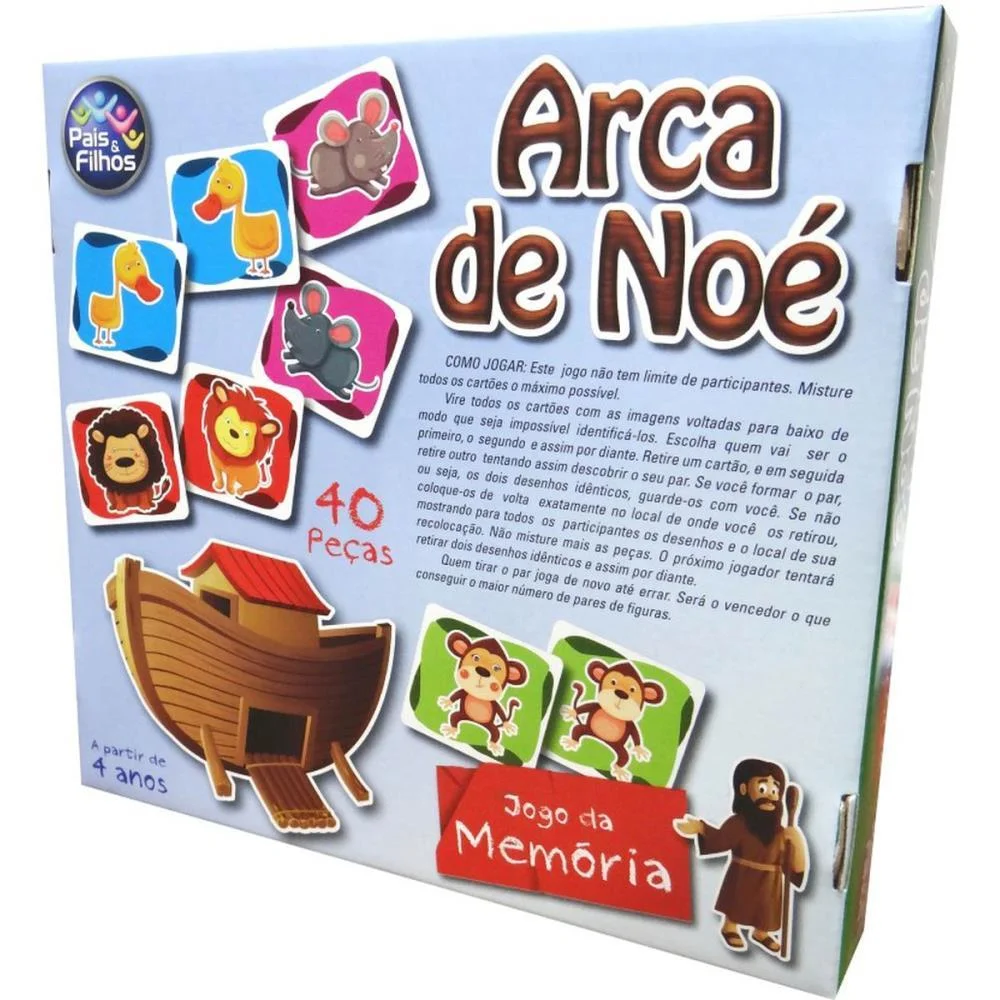 Jogo Da Memoria Arca De Noe 40 Pecas Pais E Filhos - imagem 5