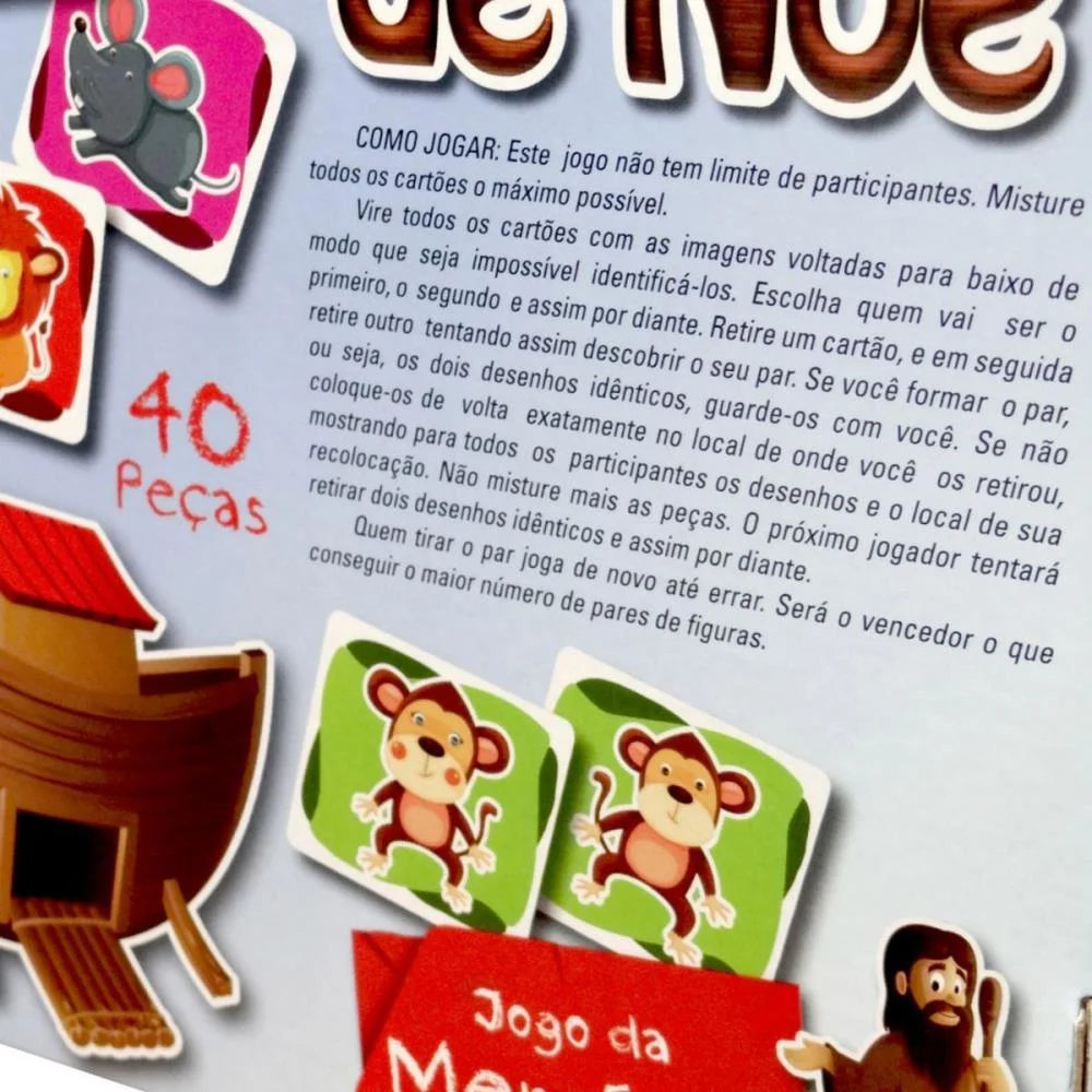 Jogo Da Memoria Arca De Noe 40 Pecas Pais E Filhos - imagem 9
