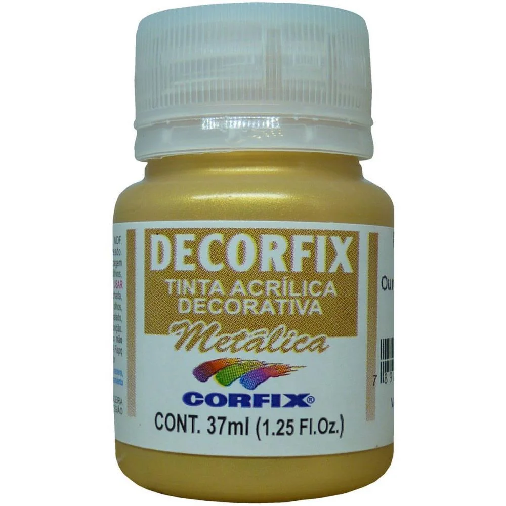 Tinta Acrilica Decorfix Metalica 37Ml Ouro Pa Corfix (Cx.c/06) - imagem 3
