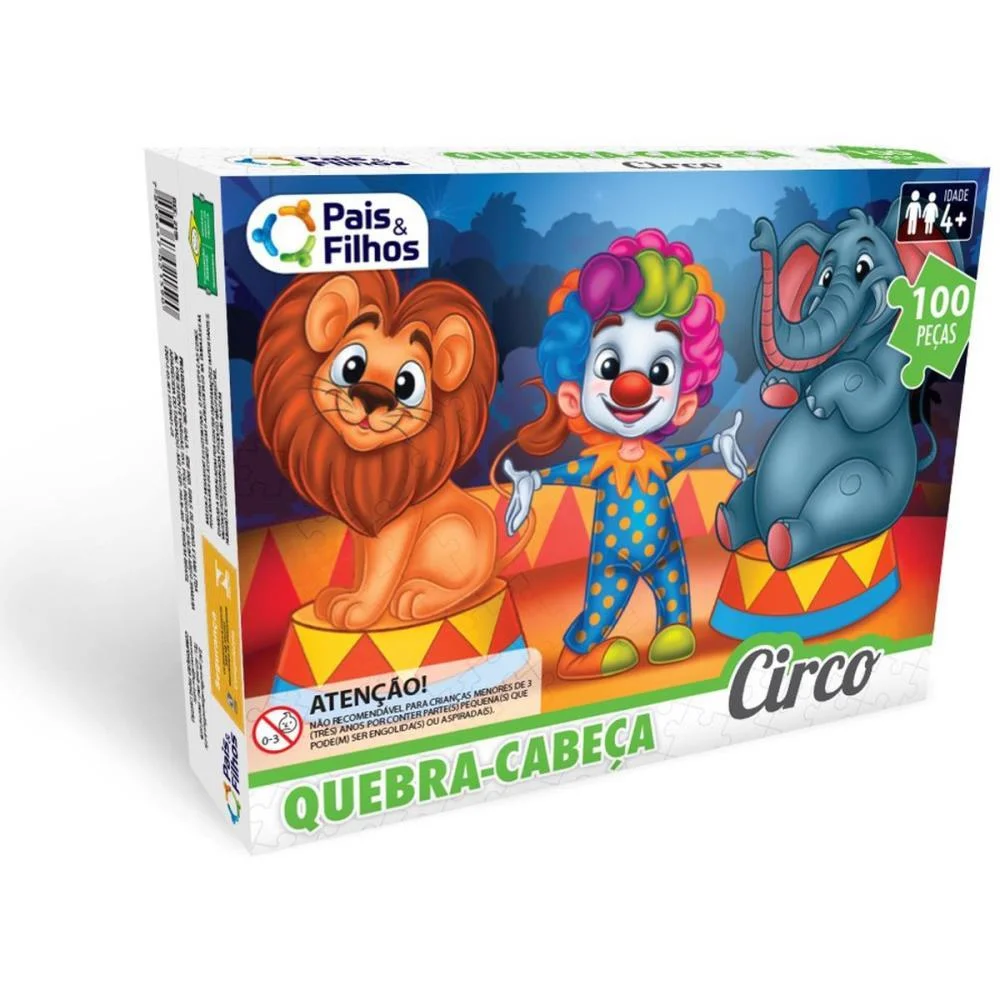 Quebra-Cabeca Cartonado O Circo 100 Pecas Pais E Filhos - imagem 4