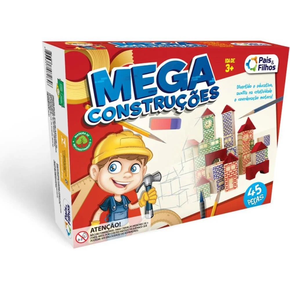 Brinquedo Para Montar Mega Construções 45 Pecas Pais E Filhos - imagem 4