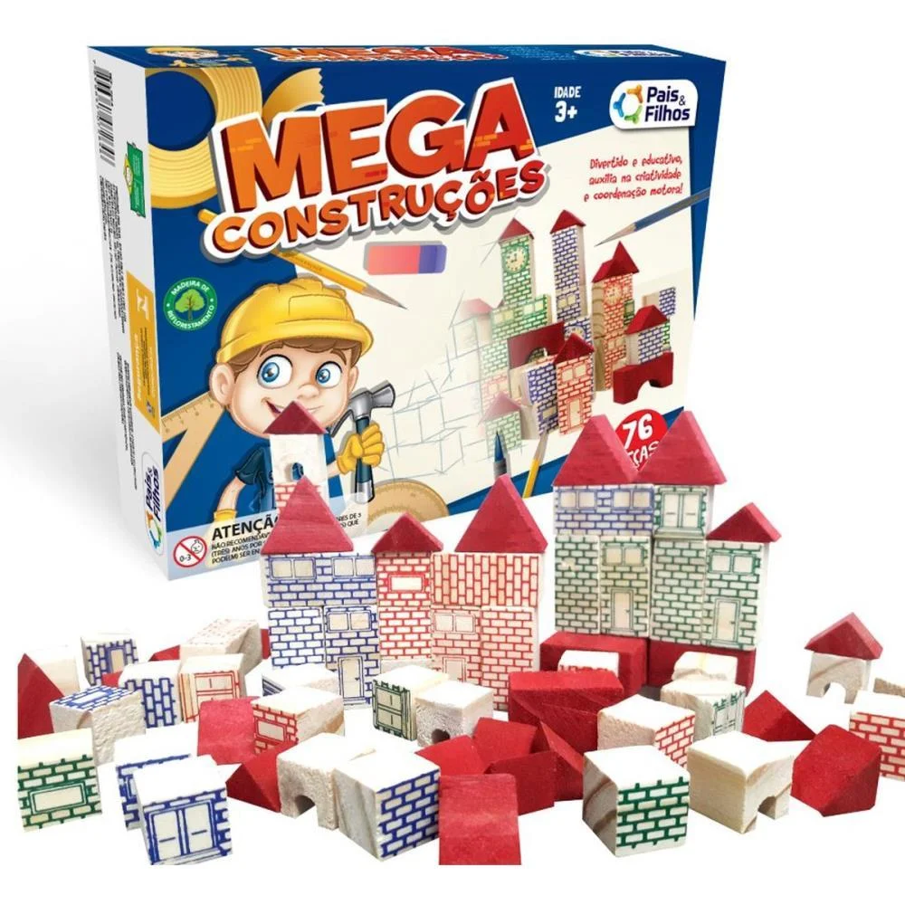 Brinquedo Para Montar Mega Construcoes 76 Pecas Pais E Filhos - imagem 2