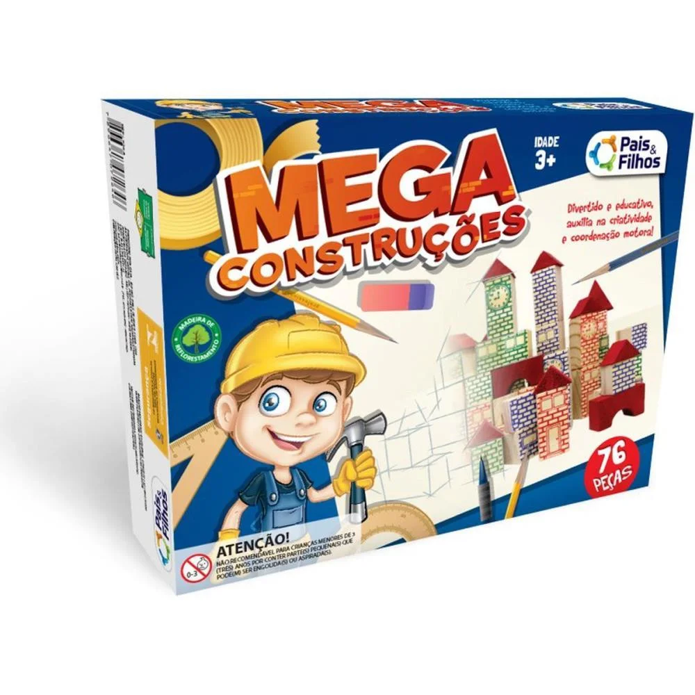 Brinquedo Para Montar Mega Construcoes 76 Pecas Pais E Filhos - imagem 4