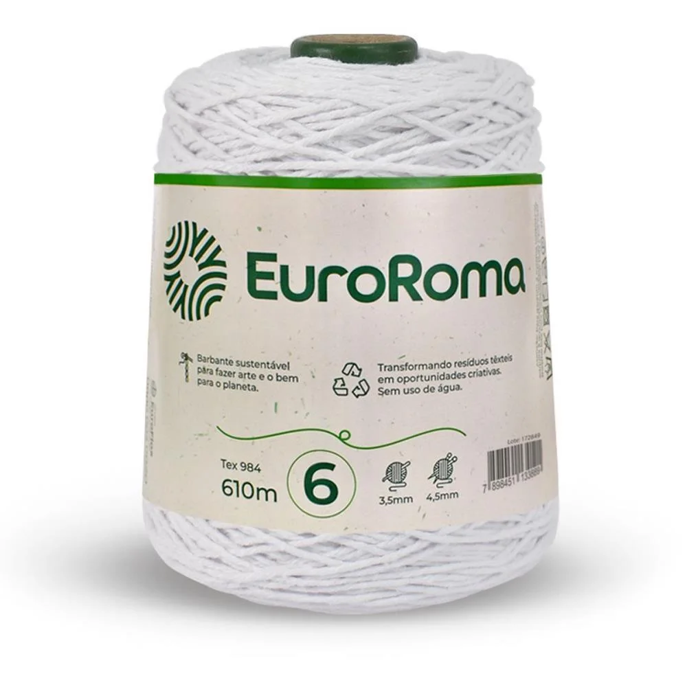 Barbante Colorido 600G 4/6 Fios 610M Branco Euroroma - imagem 3