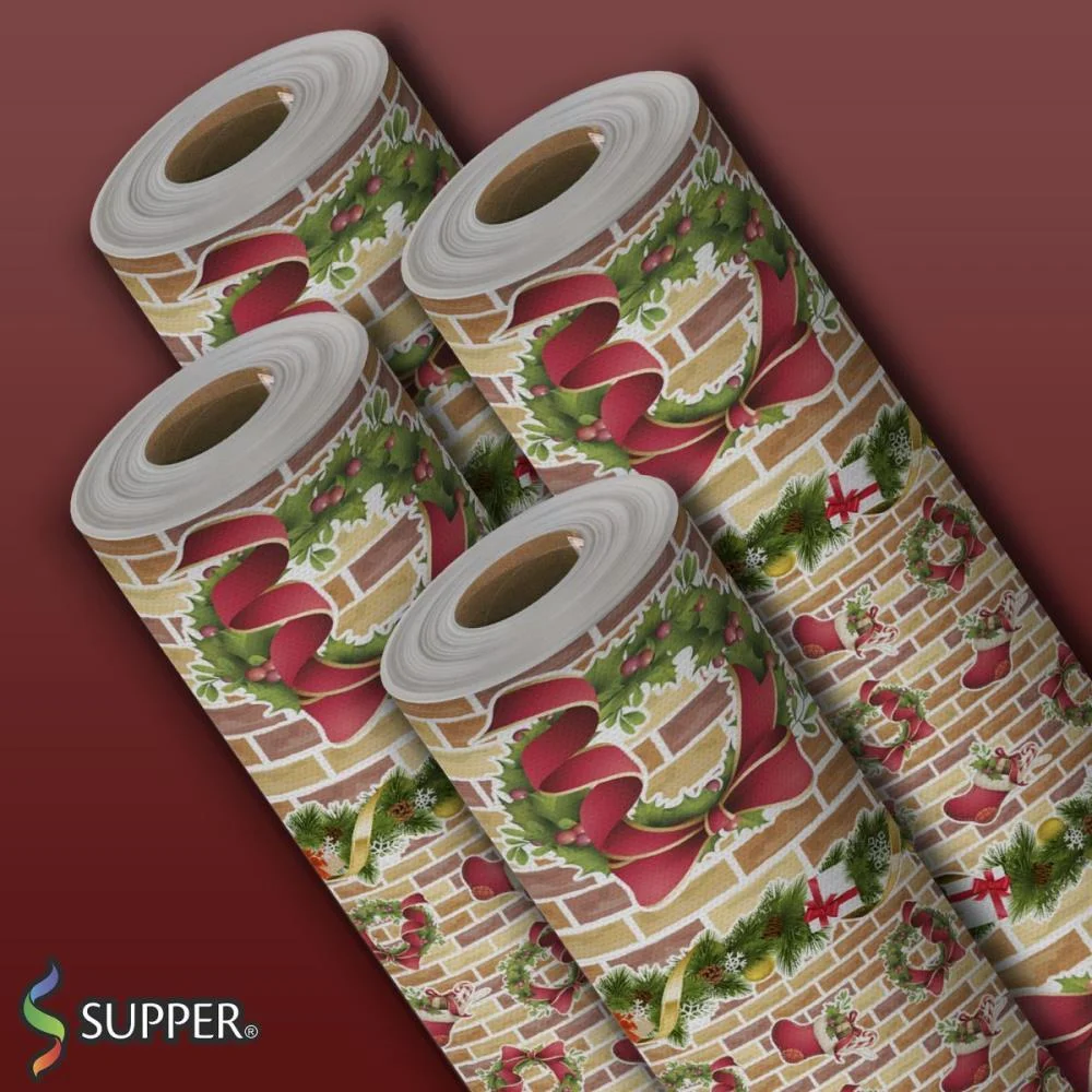 Tnt Estampado 1,40M 40G Natal Tijolo Natalino Supper (Rl-25Mts) - imagem 4