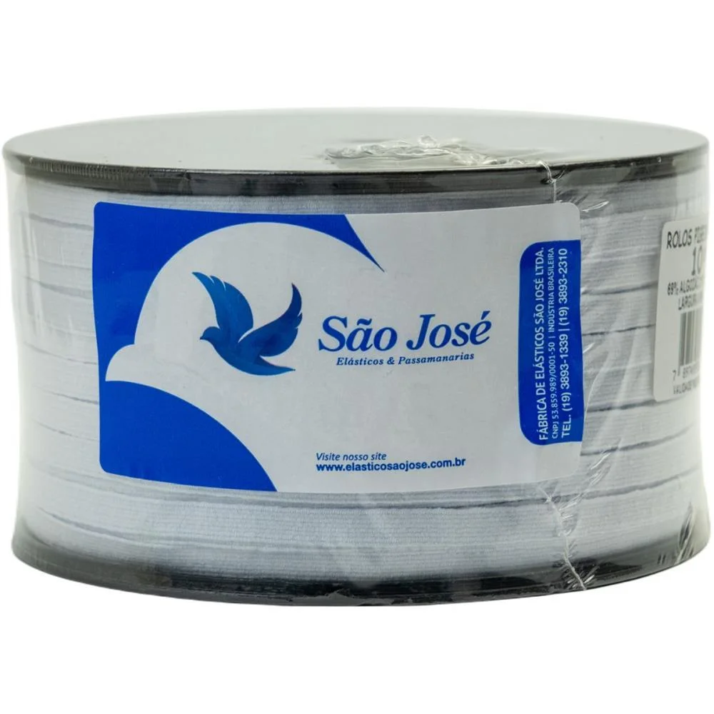 Elastico Costura Algodao Chato 6Mmx100M Branco Sao Jose (Rolo) - imagem 3