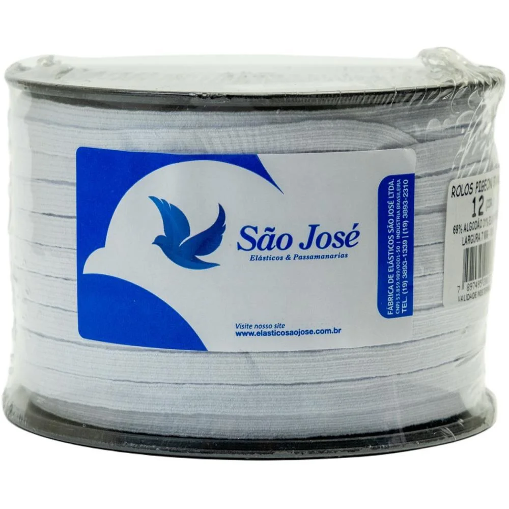 Elastico Costura Algodao Chato 7Mmx100M Branco Sao Jose (Rolo) - imagem 3