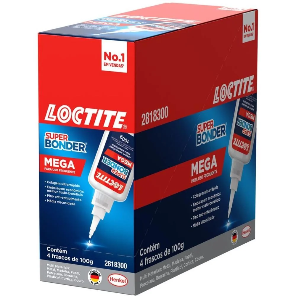 Cola Adesivo Instantâneo Super Bonder Mega 100G Henkel - imagem 5