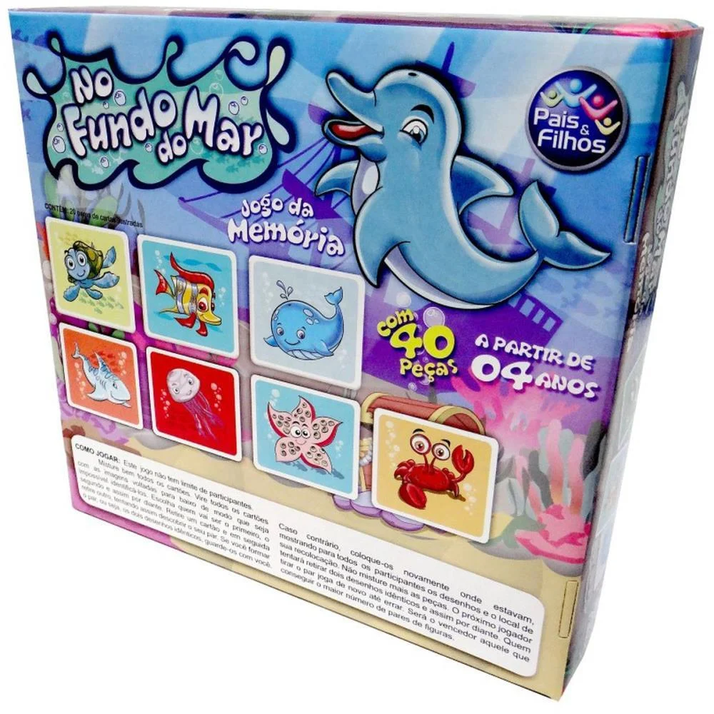 Jogo Da Memoria Fundo Do Mar Pais E Filhos - imagem 5