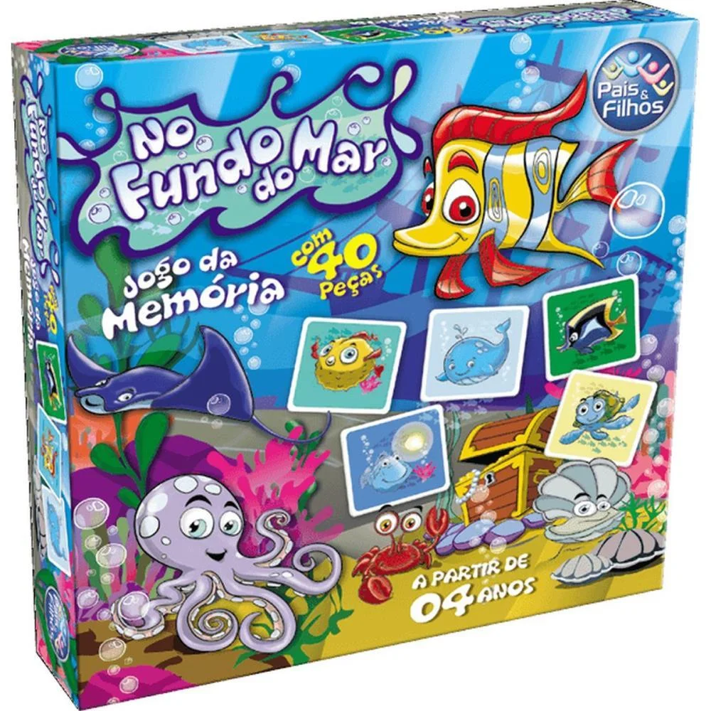 Jogo Da Memoria Fundo Do Mar Pais E Filhos - imagem 6