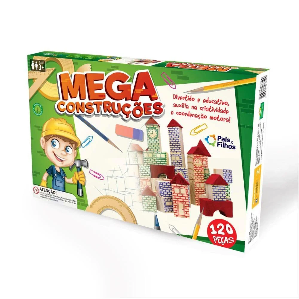 Brinquedo Para Montar Mega Construcoes 120Pecas Pais E Filhos - imagem 4