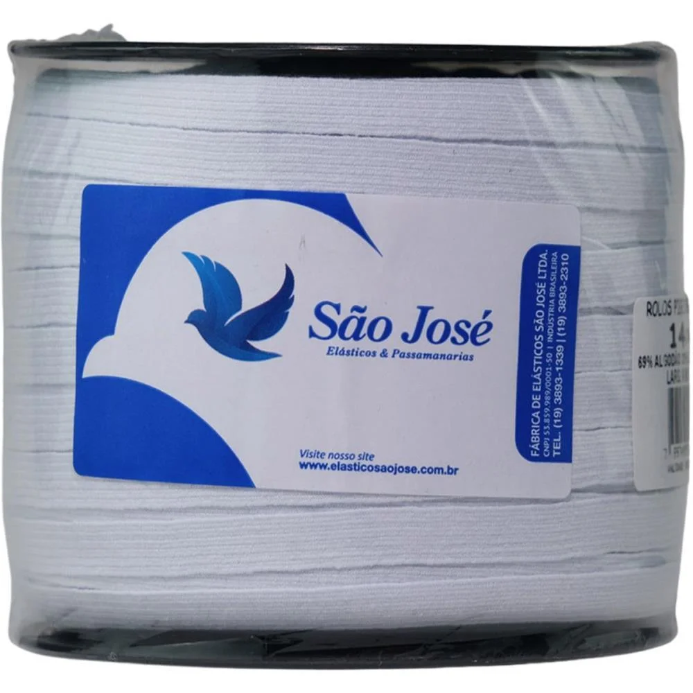 Elastico Costura Algodao Chato 9Mmx100M Branco Sao Jose (Rolo) - imagem 4