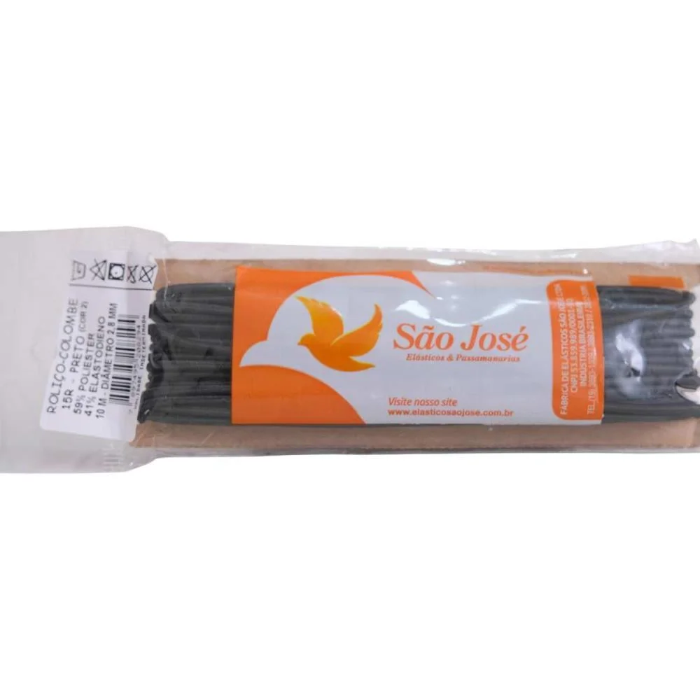 Elastico Costura Poliester Rolico 2,8Mmx10M Preto Sao Jose (Blister) - imagem 4