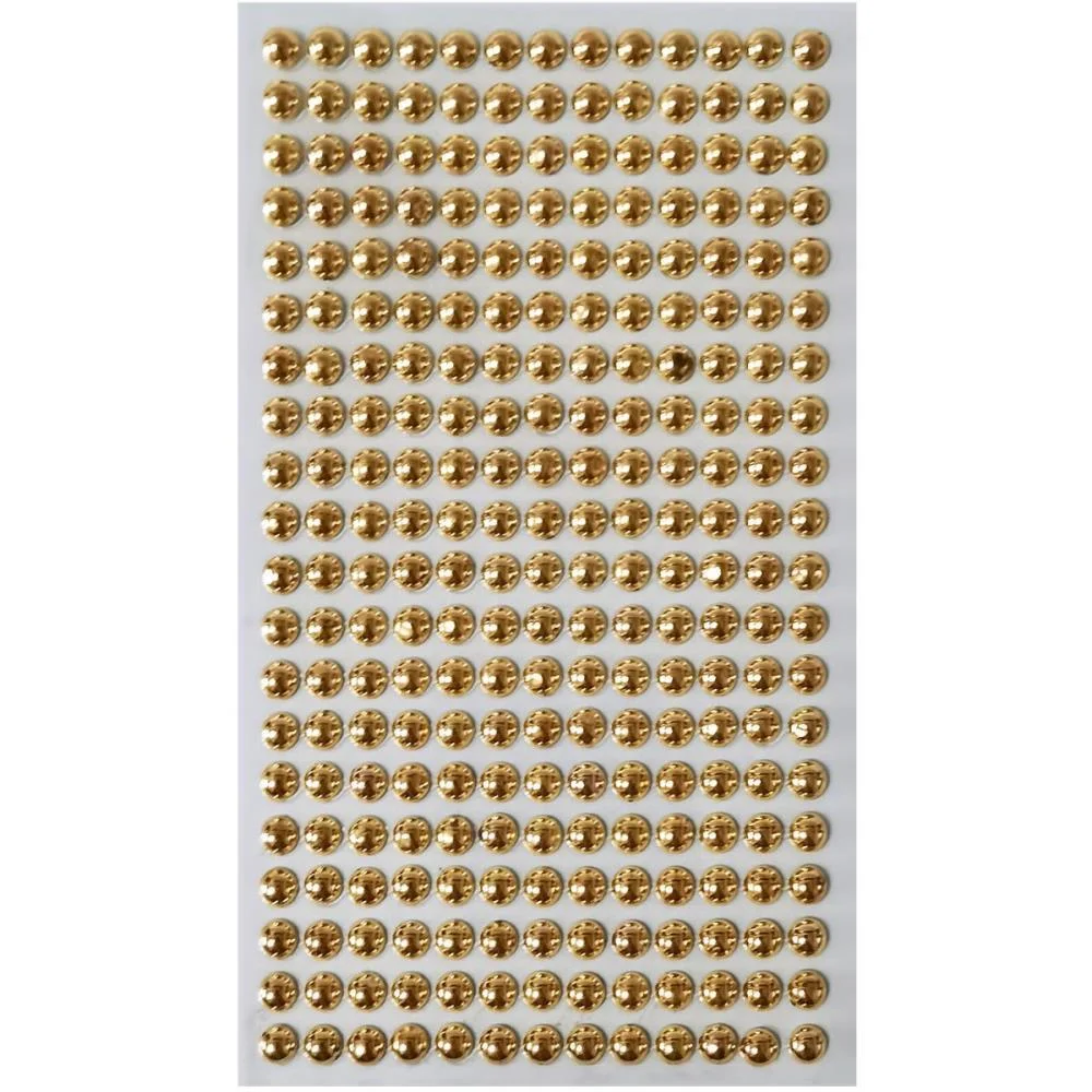Pedraria 1/2 Perola 6Mm Ouro Adesiva Make+ (Pct.c/12) - imagem 2