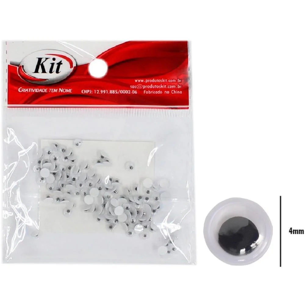 Olho Movel 4Mm Preto C/100Un. Kit (Pct.c/20) - imagem 3