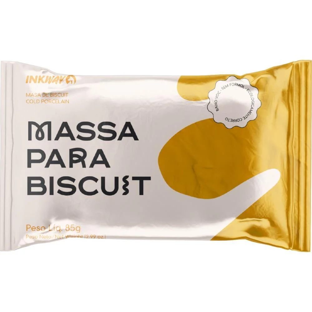 Massa De Porcelana Fria Biscuit 85G Amarelo Ouro Ink Way (Cx.c/10) - imagem 2