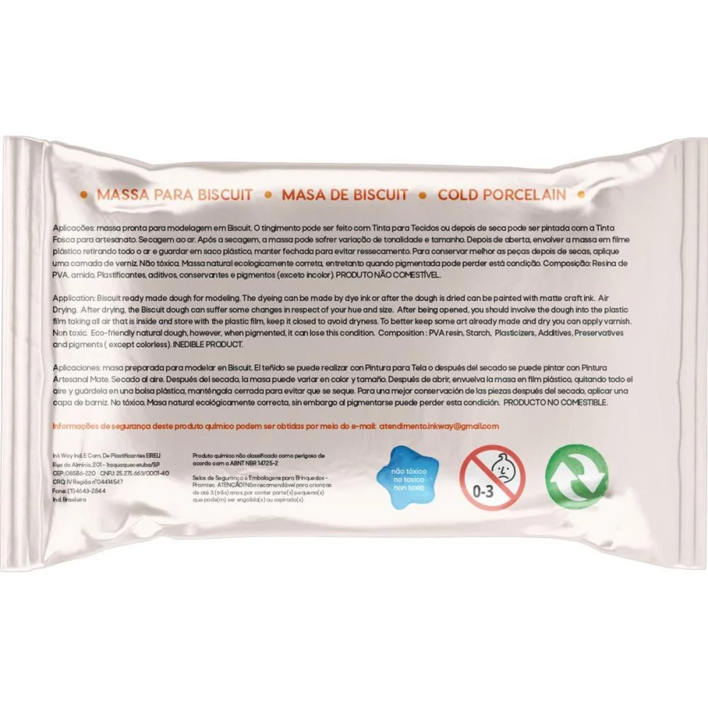Massa De Porcelana Fria Biscuit 400G Natural Ink Way - imagem 4