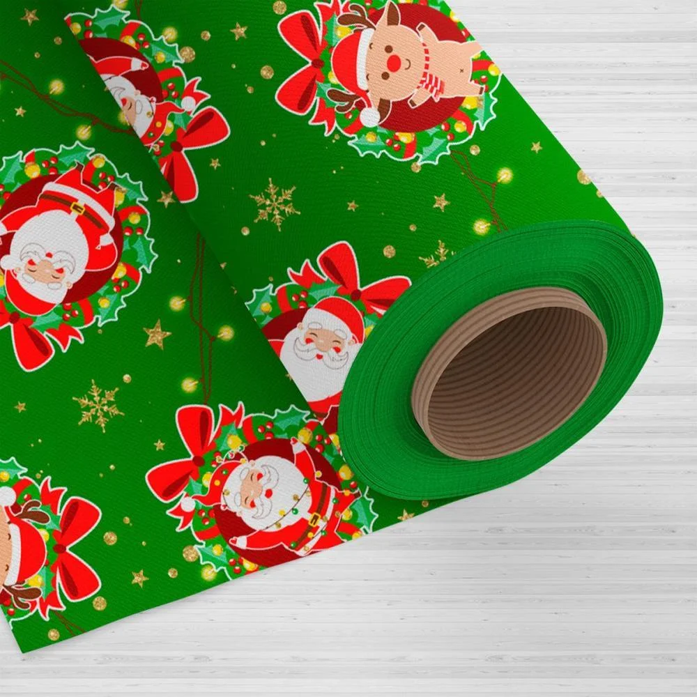 Tnt Estampado 1,40M 40G Natal Luz Fundo Verde Mewi (Rl-25Mts) - imagem 4