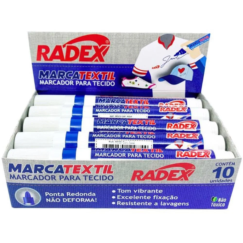 Caneta Para Tecido Marcatextil Azul Radex (Cx.c/10) - imagem 2
