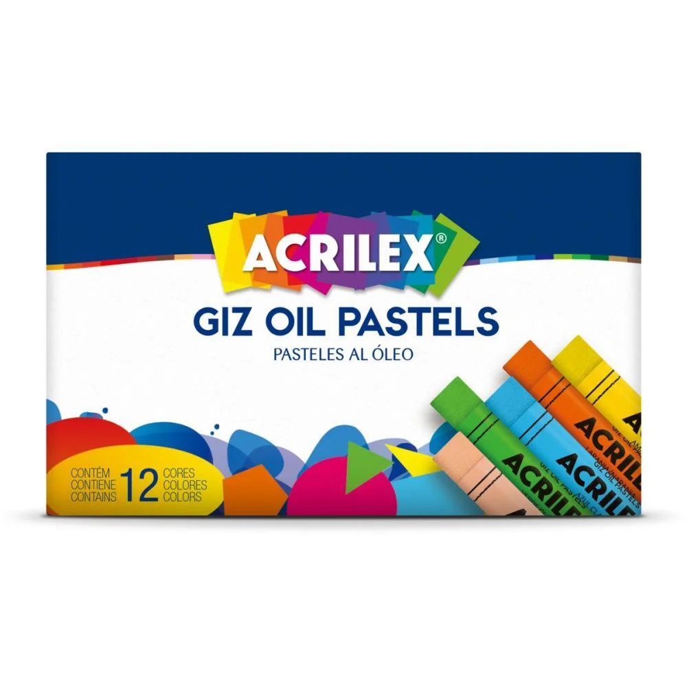 Giz Pastel Oleoso 12 Cores Pastel Acrilex (Estojo) - imagem 3