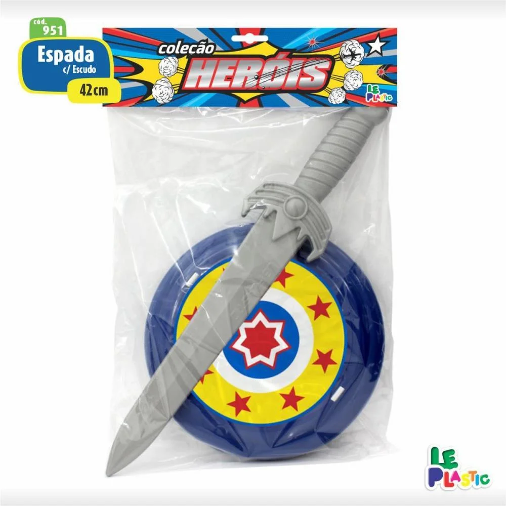 Fantasia Acessorio Espada C/ Escudo Herois 42Cm Leplastic - imagem 2