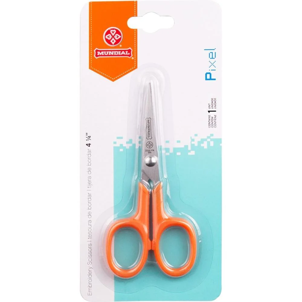 Tesoura Artesanal Bordar Fio Liso Laranja 11Cm Mundial - imagem 4