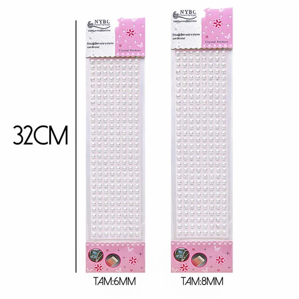 Pedraria 1/2 Perola 6Mm Adesiva Cristal Nybc (Pct.c/12) - imagem 3
