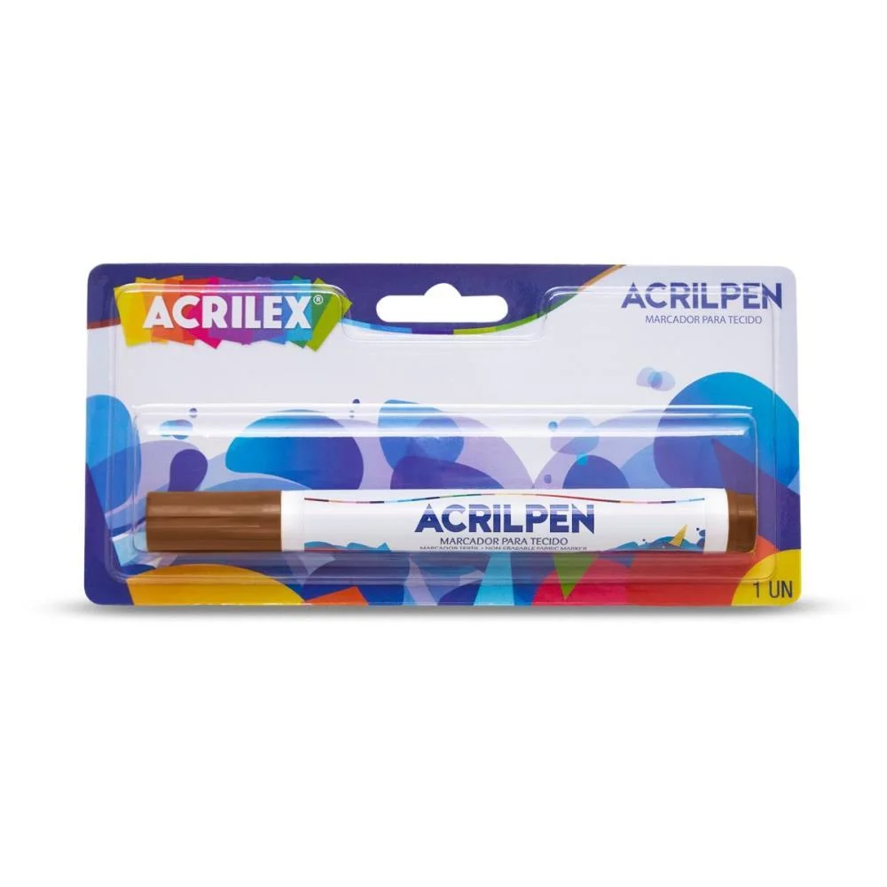 Caneta Para Tecido Marrom Acrilpen Blister Acrilex (Cx.c/06) - imagem 3