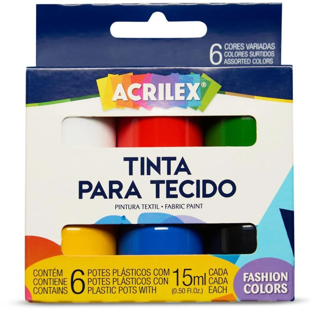 Tinta Para Tecido Fashion Colors 15Ml 6Cores (S) Acrilex (Cx.c/03) - imagem 6
