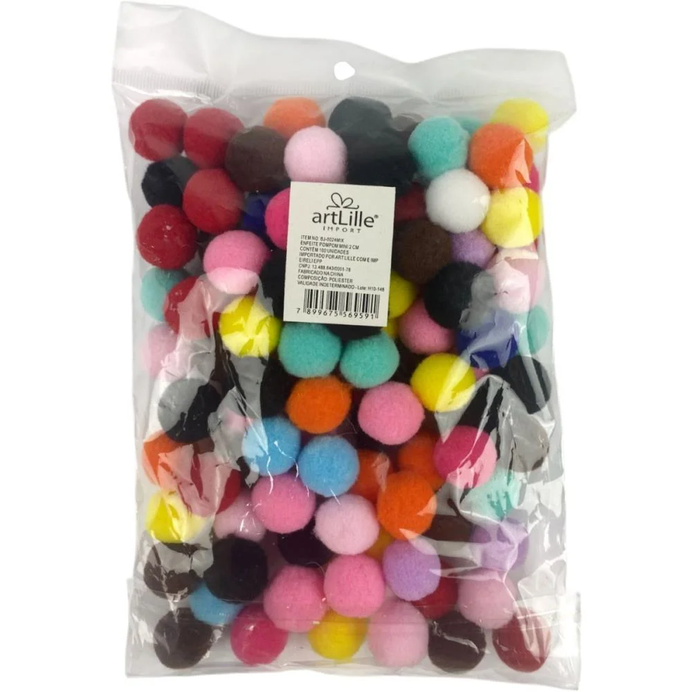 Pompom Multicolor.2 20Mm C/100Unid. Art Lille (Pacote) - imagem 4