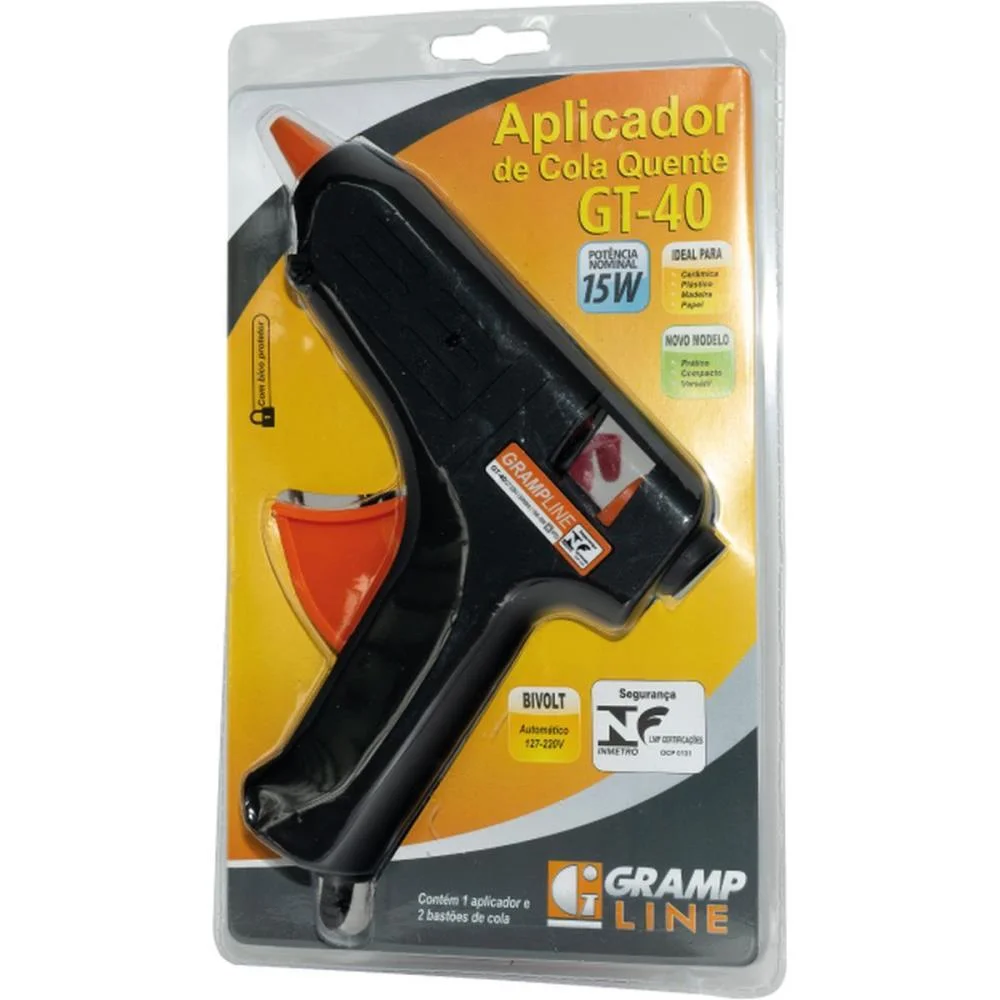 Pistola De Cola Quente 15W Gt-40 Bivolt Grande Preto Gramp Line (Blister) - imagem 6