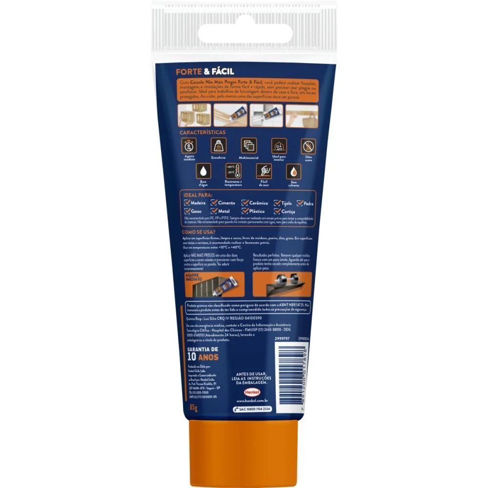 Cola Adesivo Instantâneo Cascola Nao Mais Pregos 85G Henkel - imagem 3