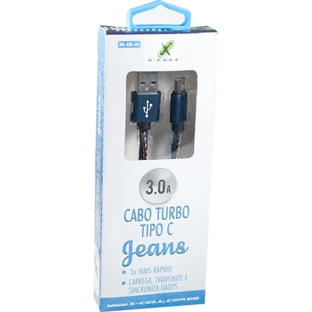 Cabo Usb Flat Tape C 3.0A 1,0M Jeans Flex - imagem 5