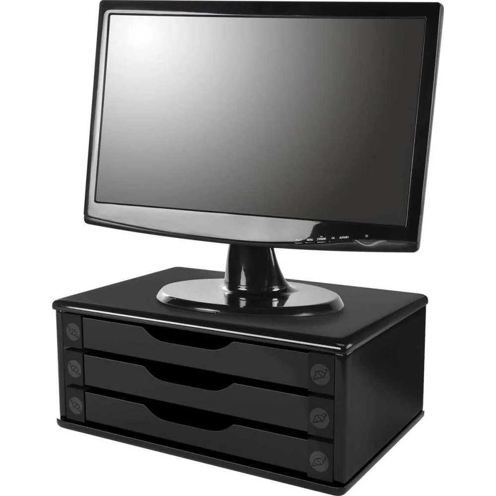 Suporte Para Monitor 3Gavetas 39X26X16 Mdf Black Pi Souza - imagem 3
