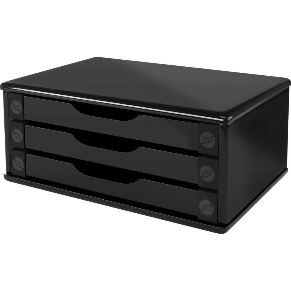 Suporte Para Monitor 3Gavetas 39X26X16 Mdf Black Pi Souza - imagem 4