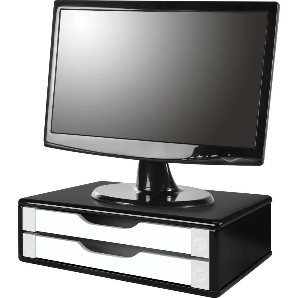 Suporte Para Monitor 2Gavetas 39X26X12 Mdf Pt/Bc Souza - imagem 3